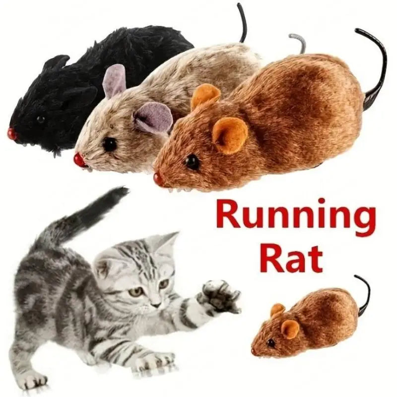 1Pc Funny Lifelike Plush Mouse Running Rat Toy for Cats Dogs Tail Mouse Pets Kids Random Color
