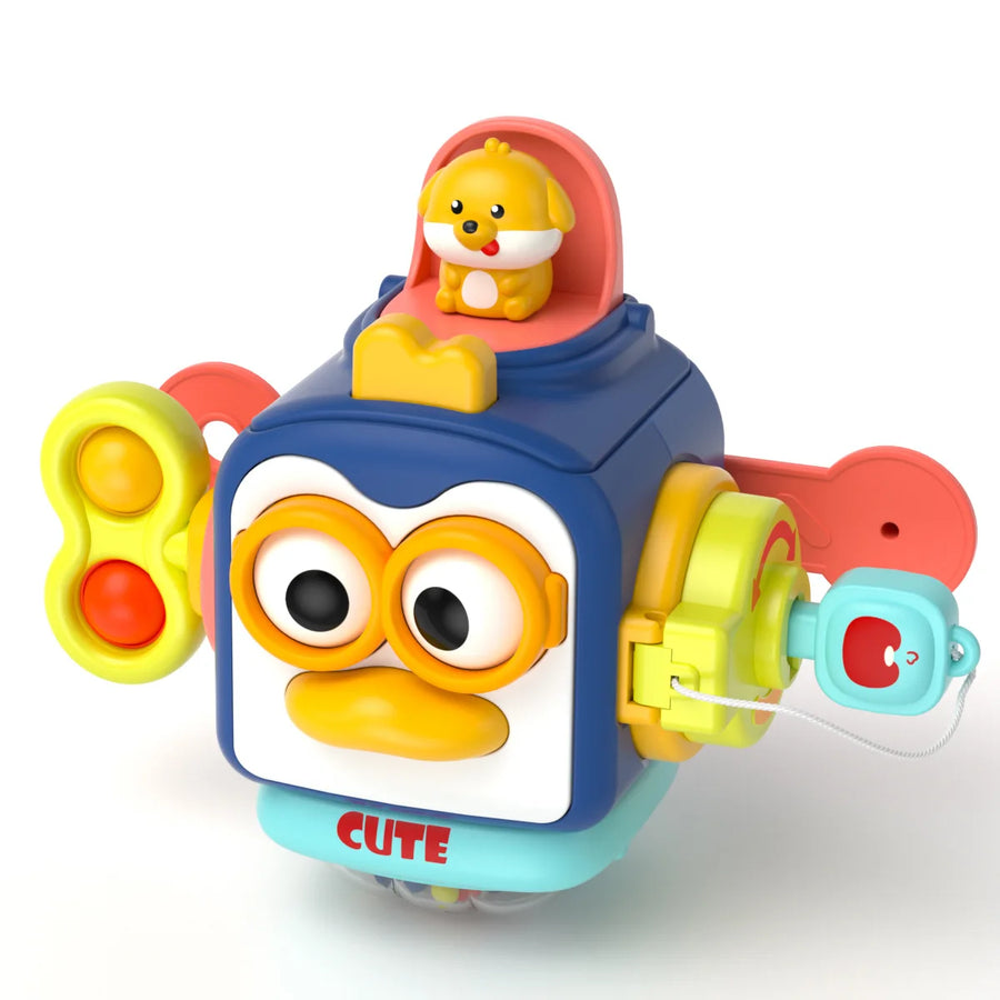 Baby Busy Board Cube Montessori Sensory Toys for Toddler Educational Learning Activities Travel Toy Lock Box Fine Motor Skill