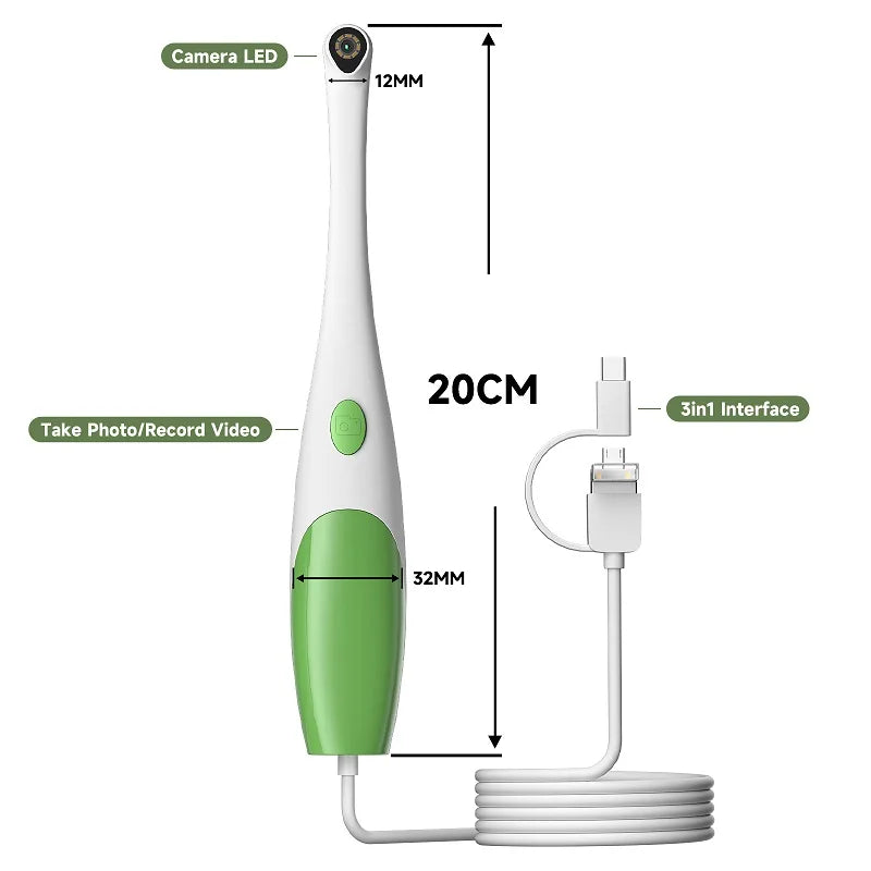 3-in-1 USB Endoscope Camera | Type-C Snake Camera | 8 LED Lights | For Android & PC