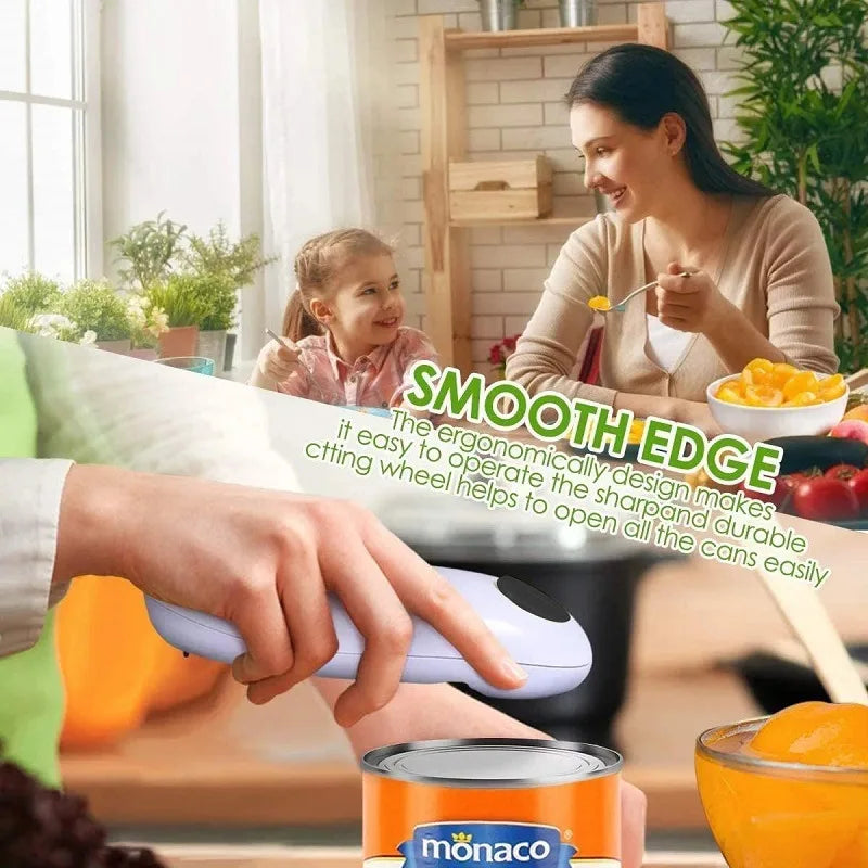 Electric Can Opener | One-Touch Automatic | Smooth Edge | Also Opens Jars & Bottles