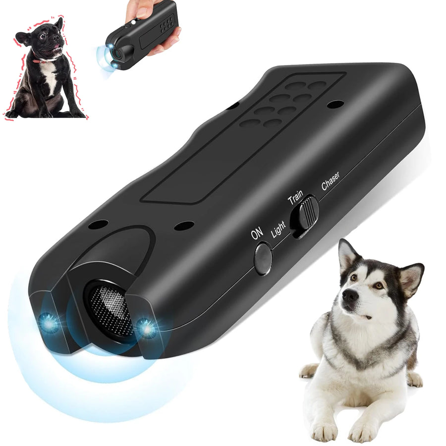 Ultrasonic Dog Repeller | 3-in-1 Anti-Barking Deterrent | Safe Training Device & Flashlight