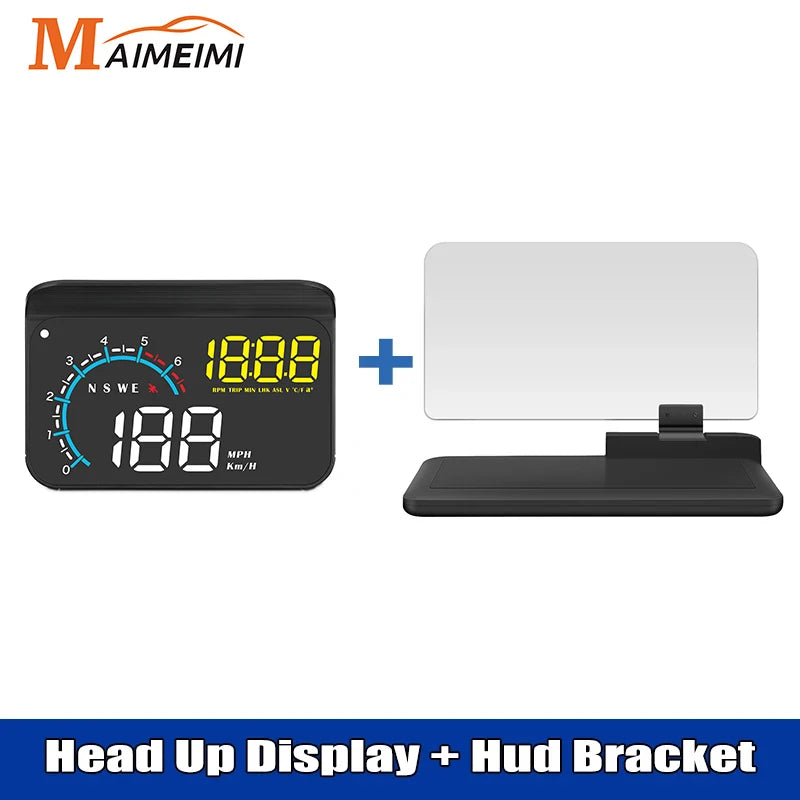 Car Head Up Display OBD + GPS HUD Display Digital GPS Speedometer Water Temp Voltage Fuel Tachometer Speed Alarm Electronic Part