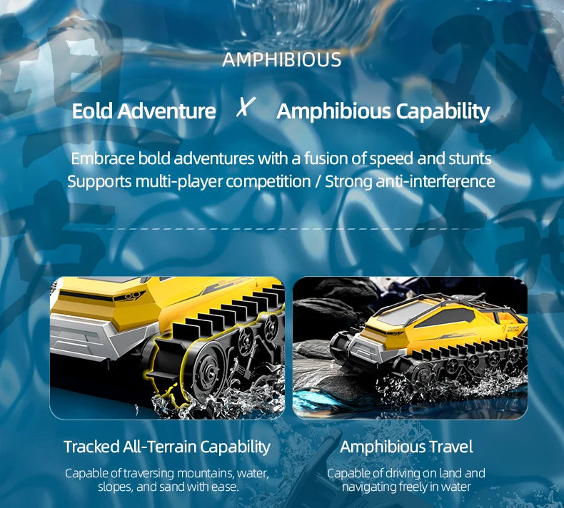 JJRC Q183 RC Tank Amphibious Tracked Tank Remote Control All Terrain Truck Climbing Off-Road Vehicle Waterproof Toy Kid Gifts
