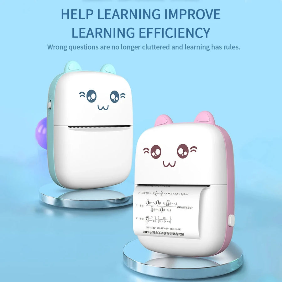 58mm Mini Portable Thermal Printer | Wireless Bluetooth | Photos, Labels & QR Codes | 200DPI | Pink & Blue
