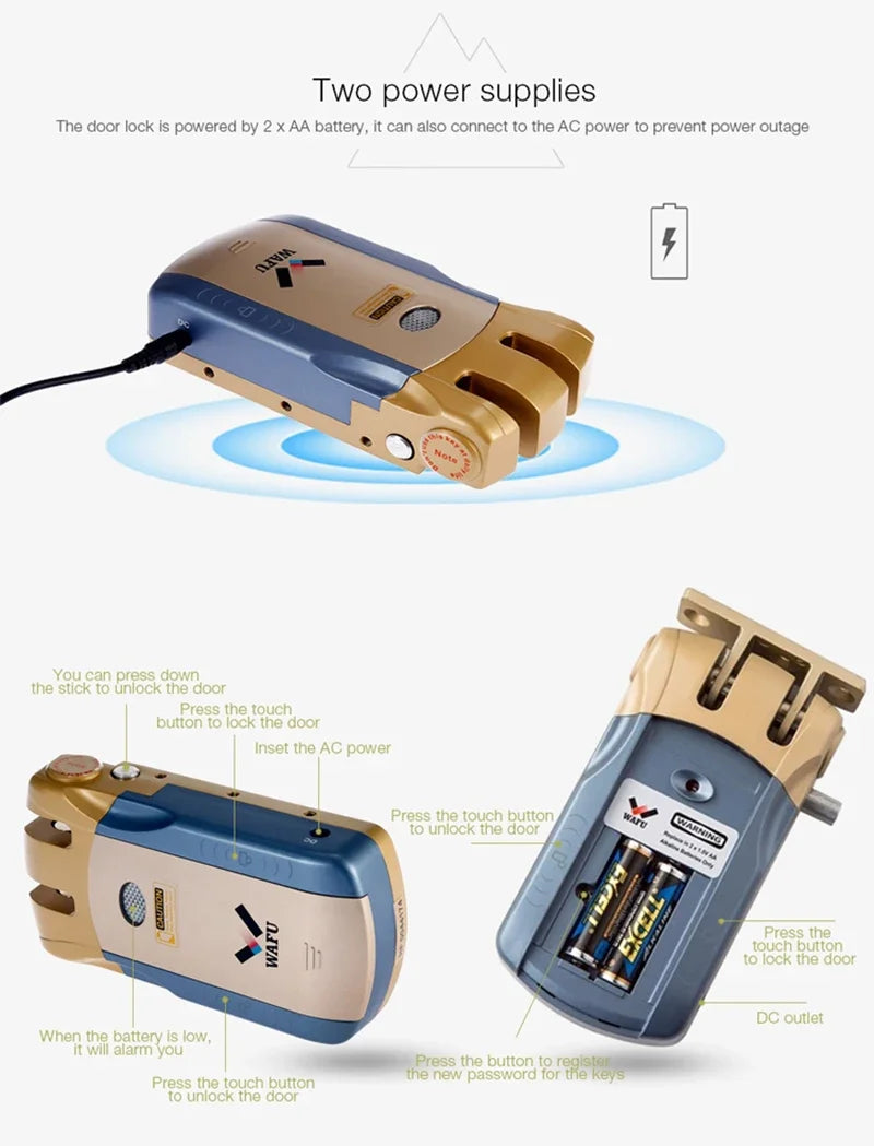 WAFU Smart Door Lock | Fingerprint & Password | WiFi & Bluetooth | Remote App Control