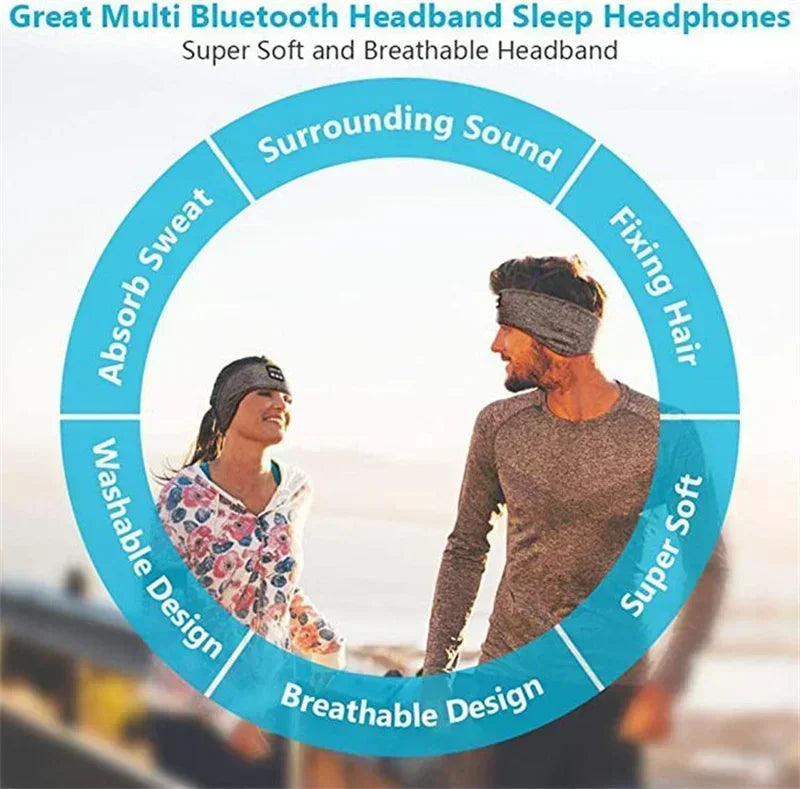Wireless Bluetooth Headband Earphones Sports Headphones Elastic Headband Music Sleeping Eye Mask Bluetooth Headset