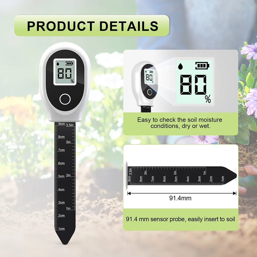 Soil Moisture Sensor Monitor Plants Moist Testing Tool Soil Hygrometer Plant Detector Garden Care Planting Humidity Meter