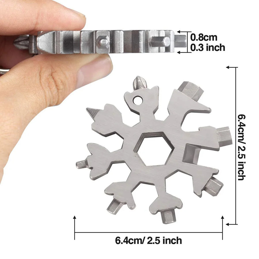 18-in-1 Stainless Steel Multi-Tool | Snowflake Design | Folding Pocket Tool Kit