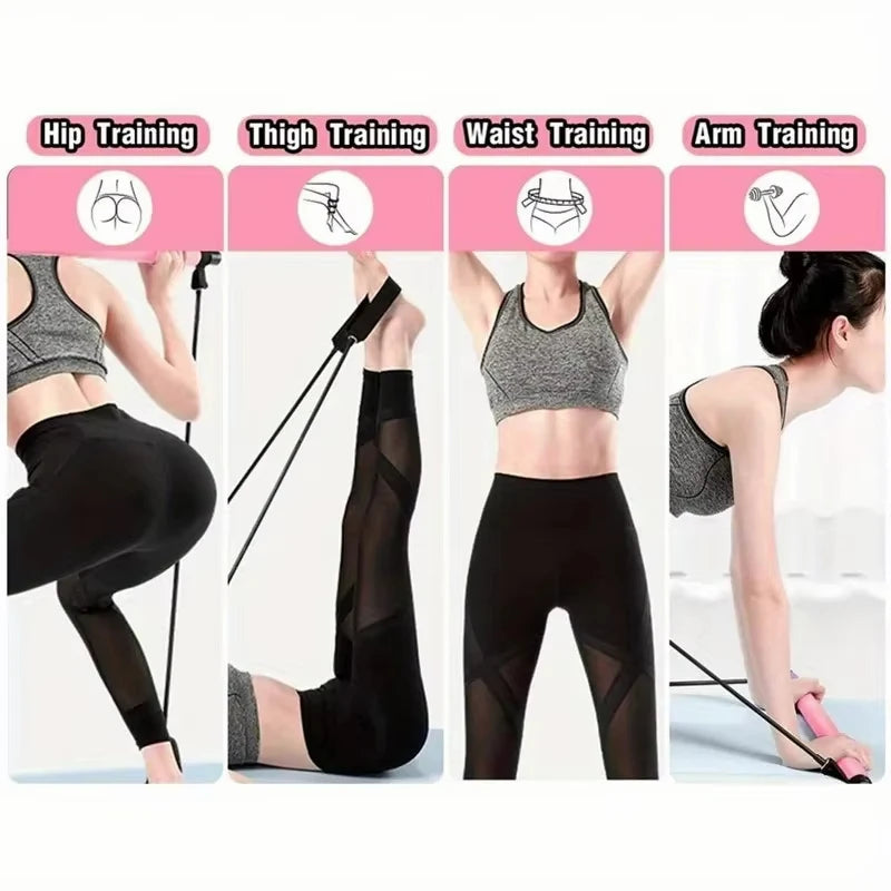 Pilates Resistance Band Kit | Portable Home Gym Set | Full Body Workout