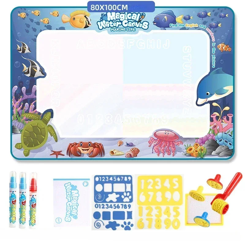 Magic Water Drawing Mat | 100x80cm Reusable | Montessori Painting Board | Educational Kids Toy