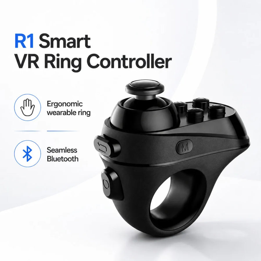 Ring Shape Bluetooth VR Remote Controller Wireless Gamepad Joystick for Turning Tablet Laptop Smartphone Selfie Page Flipping
