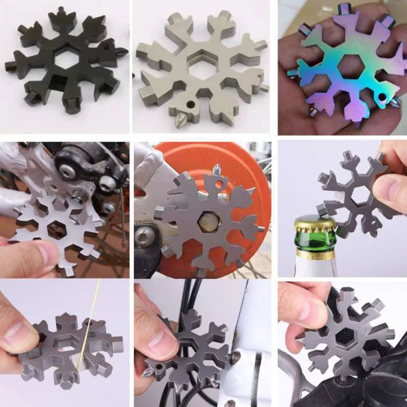 18-in-1 Stainless Steel Multi-Tool | Snowflake Design | Folding Pocket Tool Kit