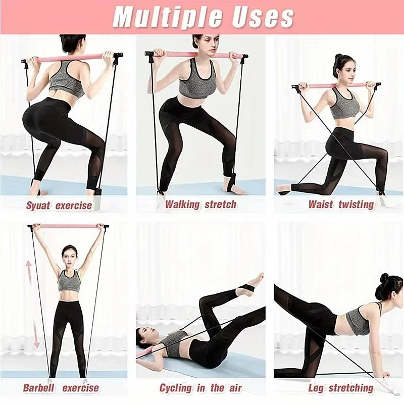 Pilates Resistance Band Kit | Portable Home Gym Set | Full Body Workout