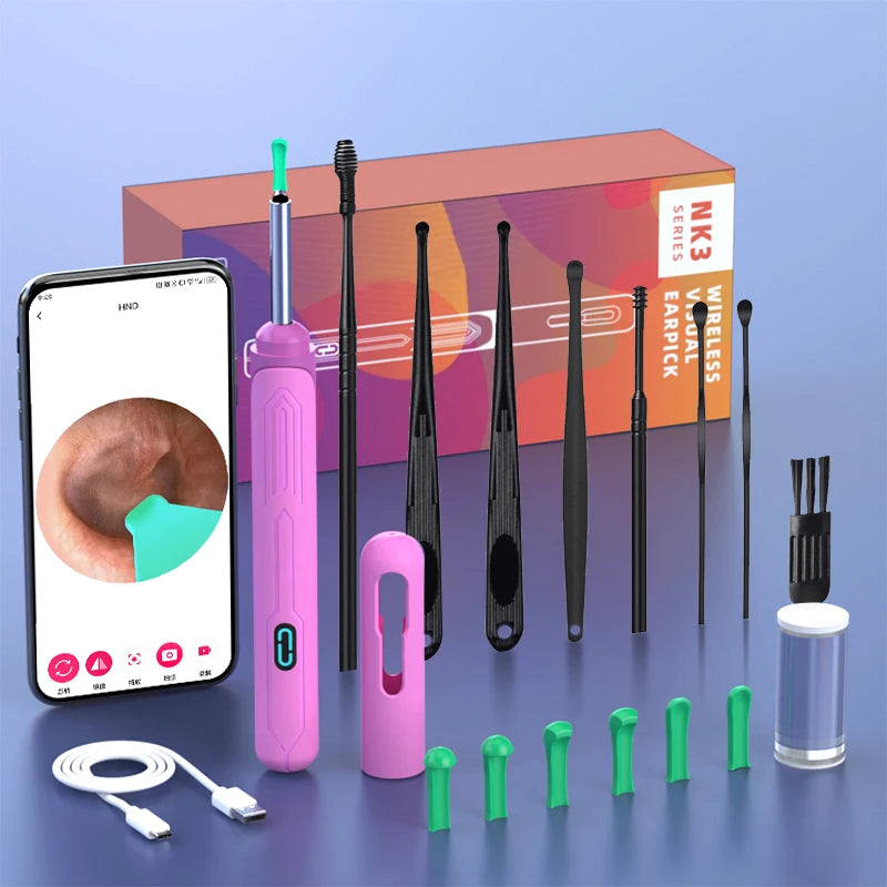 Visual Ear Cleaner Camera | 1296P HD WiFi Otoscope | Safe Ear Wax Removal Tool