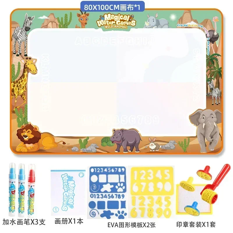 Magic Water Drawing Mat | 100x80cm Reusable | Montessori Painting Board | Educational Kids Toy