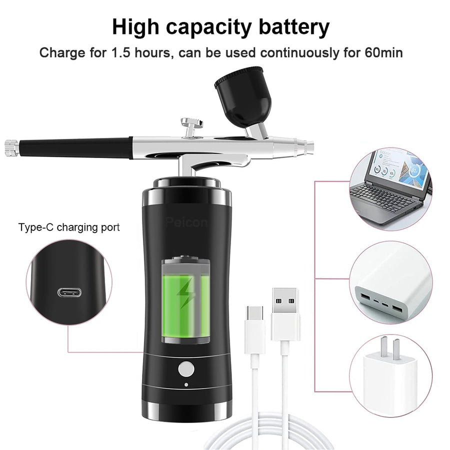 Cordless Airbrush Nail Machine | Wireless Nail Art Compressor & Varnish Sprayer