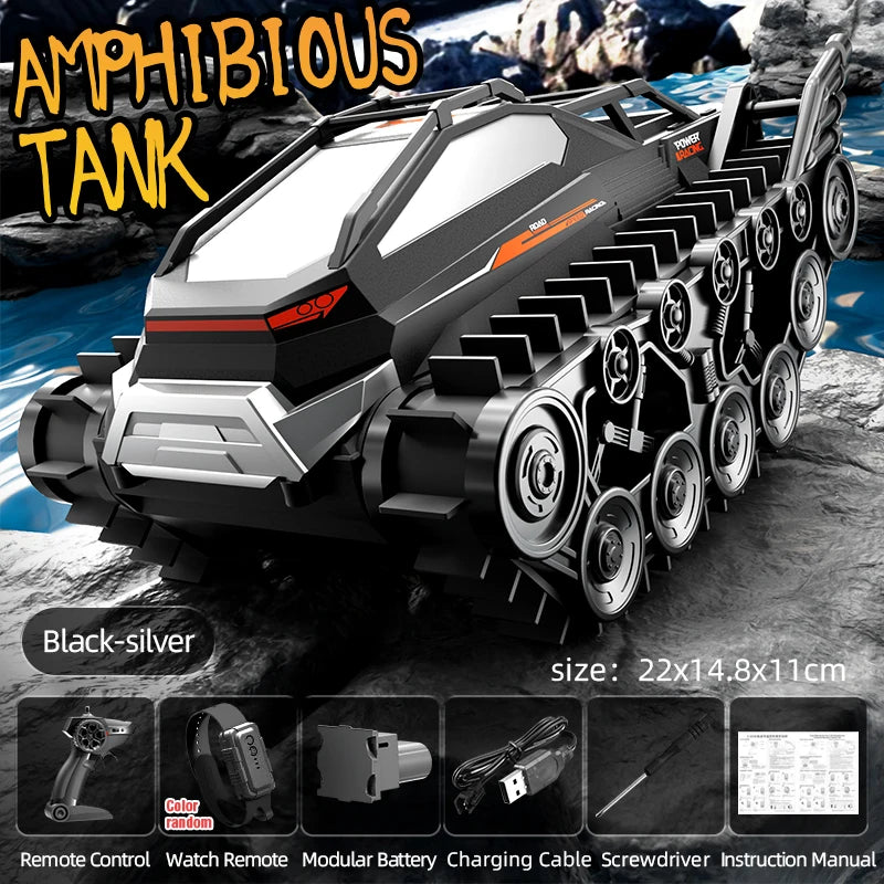 JJRC Q183 RC Tank Amphibious Tracked Tank Remote Control All Terrain Truck Climbing Off-Road Vehicle Waterproof Toy Kid Gifts