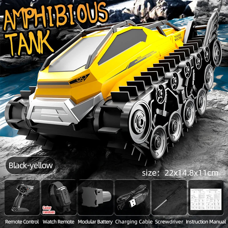 JJRC Q183 RC Tank Amphibious Tracked Tank Remote Control All Terrain Truck Climbing Off-Road Vehicle Waterproof Toy Kid Gifts