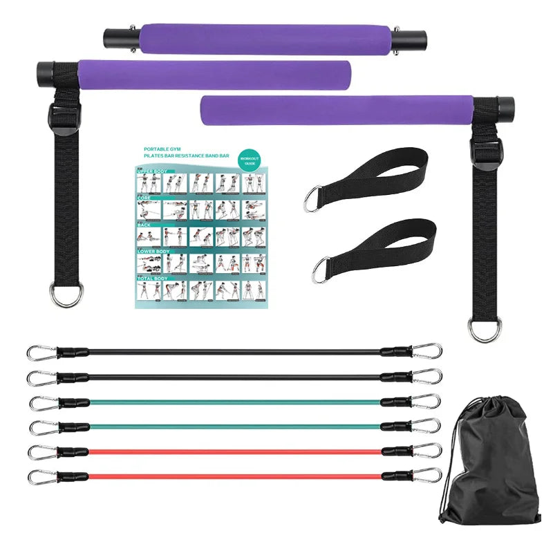 Pilates Resistance Band Kit | Portable Home Gym Set | Full Body Workout