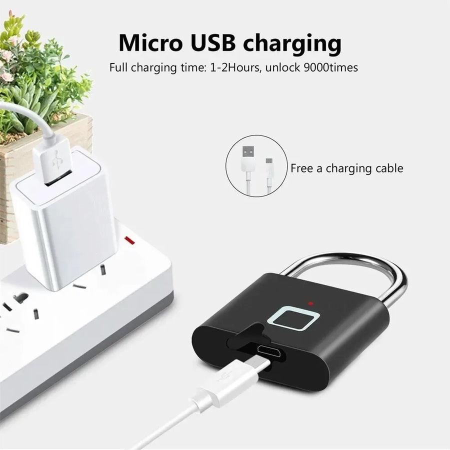 Smart Fingerprint Padlock | Biometric Keyless Lock | Waterproof | USB Rechargeable