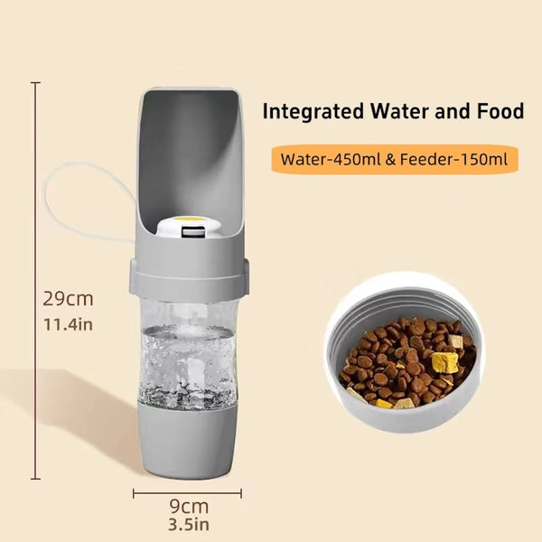 2-in-1 Portable Pet Water Bottle | Food & Water Storage | Leak-Proof Travel Dog Bottle