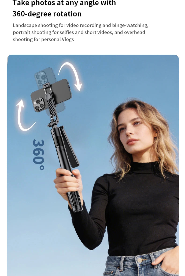 Foldable AI Tracking Gimbal | 360° Auto Rotation Selfie Stick Tripod | For Vlogging