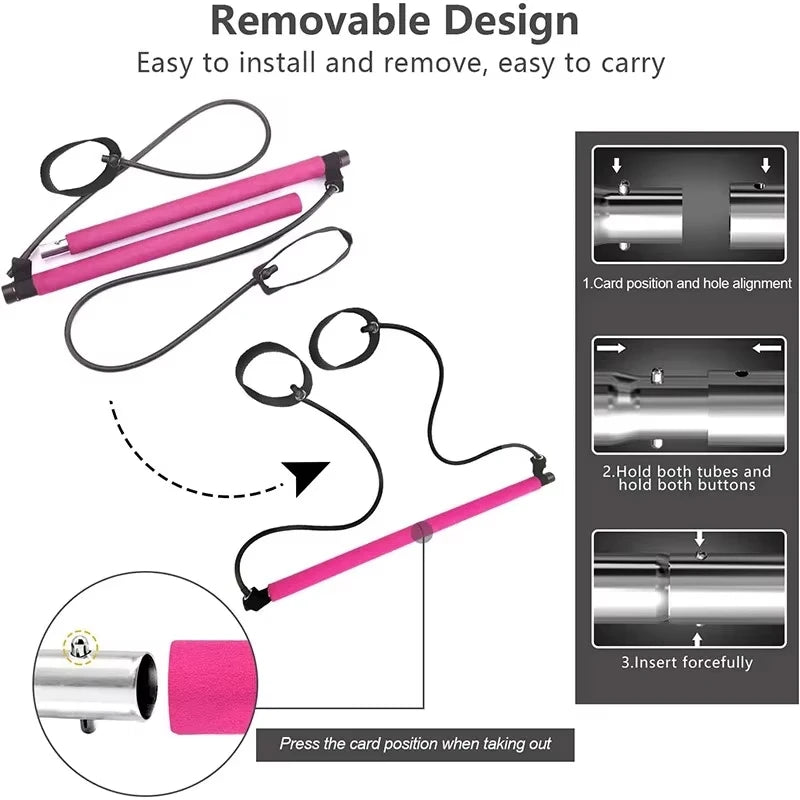 Pilates Resistance Band Kit | Portable Home Gym Set | Full Body Workout