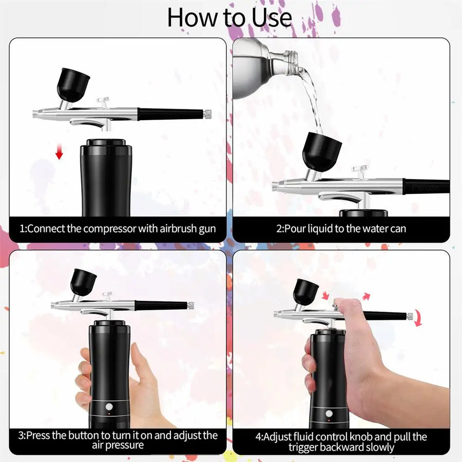 Cordless Airbrush Nail Machine | Wireless Nail Art Compressor & Varnish Sprayer