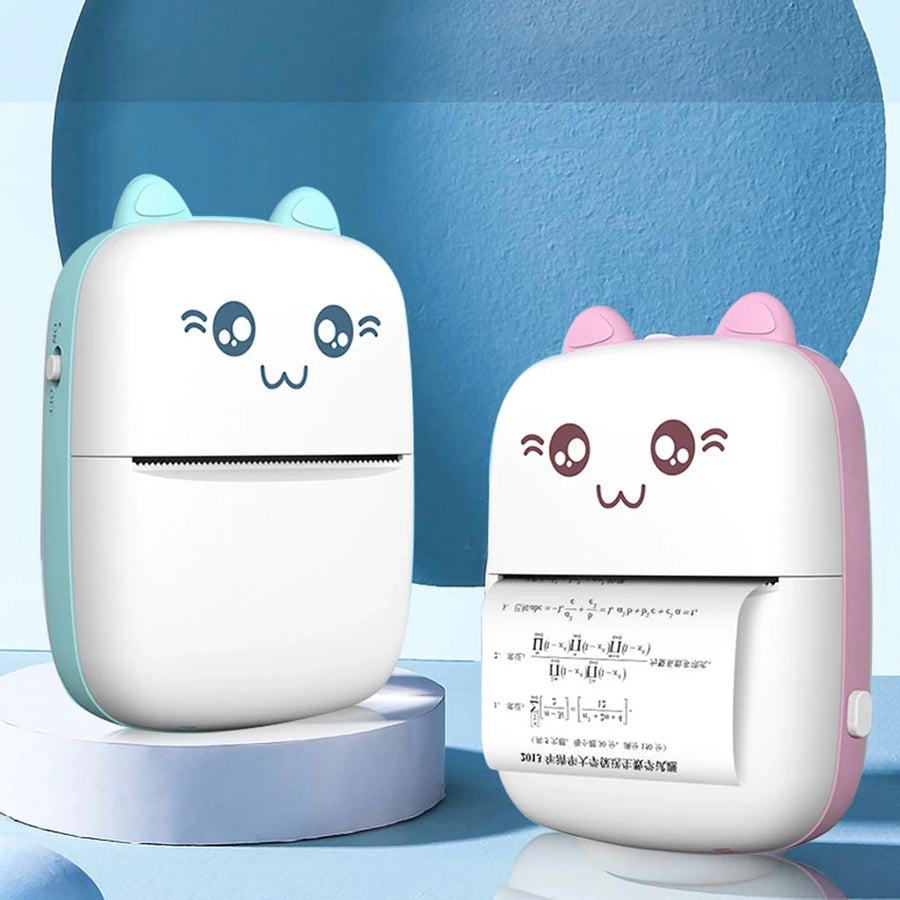 58mm Mini Portable Thermal Printer | Wireless Bluetooth | Photos, Labels & QR Codes | 200DPI | Pink & Blue