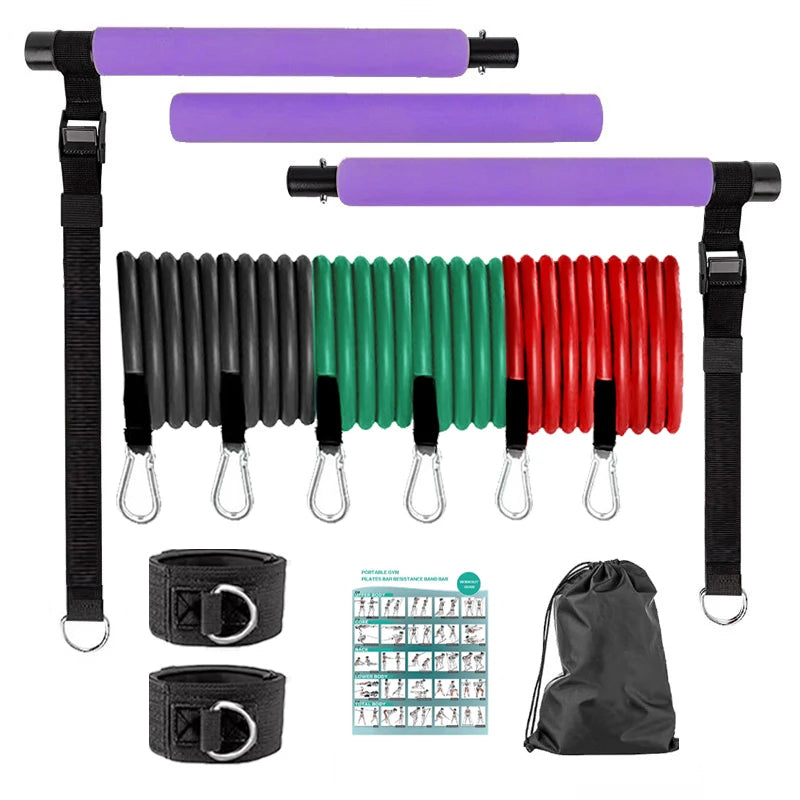 Pilates Resistance Band Kit | Portable Home Gym Set | Full Body Workout