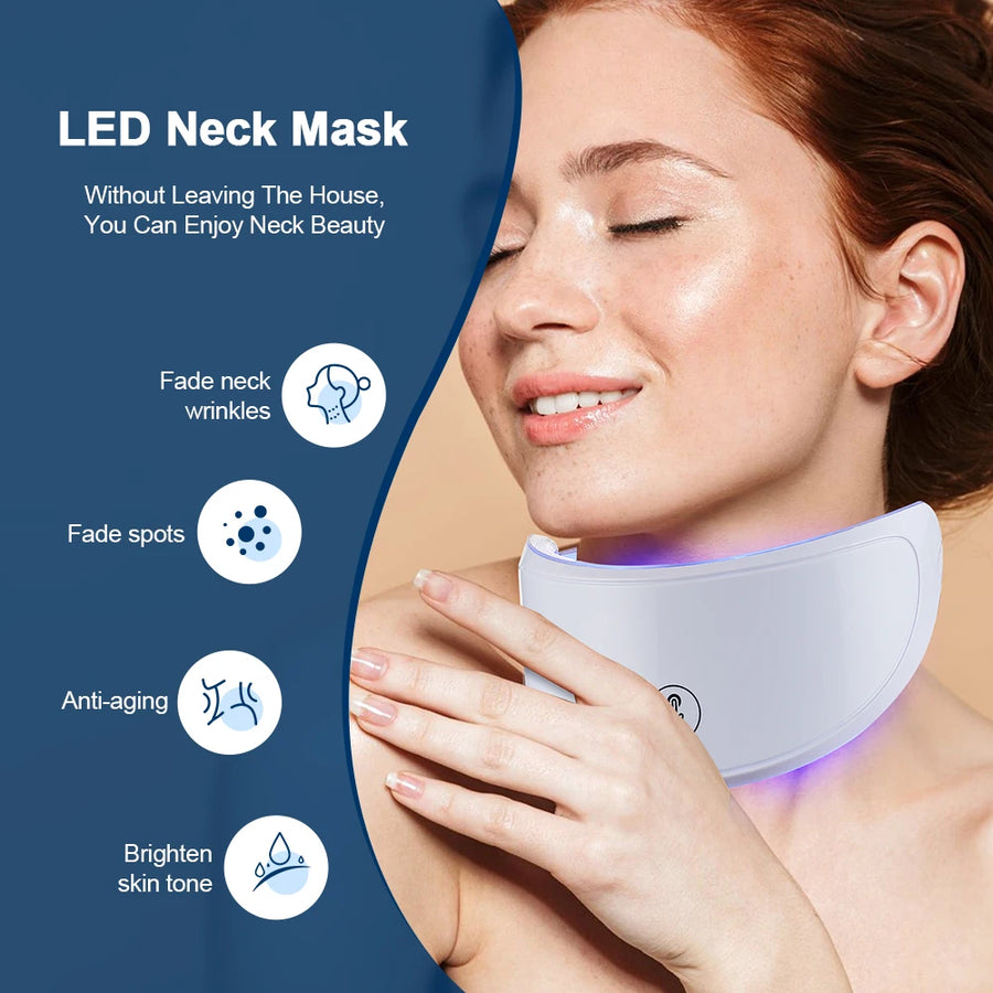 LED Neck Lift Mask | Photon Anti-Wrinkle Skin Tightening | Red & Blue Light Therapy
