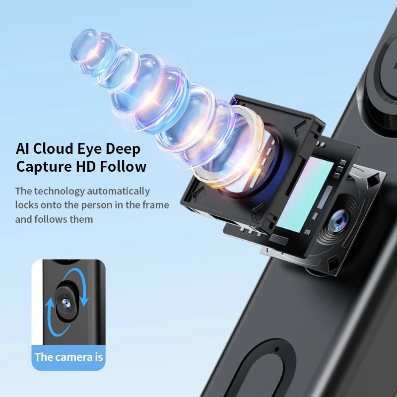 Foldable AI Tracking Gimbal | 360° Auto Rotation Selfie Stick Tripod | For Vlogging