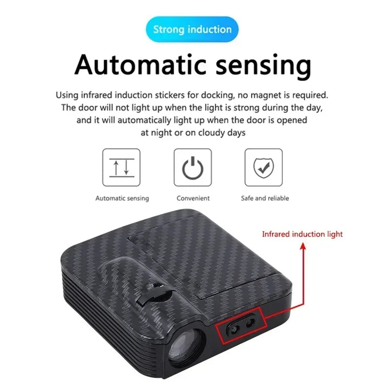 Wireless HD Laser Car Door Projector - 2/4pcs, Auto Accessory, No Wiring Required, Battery-Powered, for Easy Night Entry