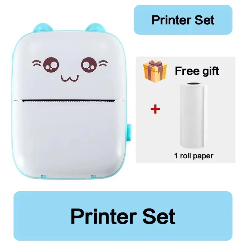 58mm Mini Portable Thermal Printer | Wireless Bluetooth | Photos, Labels & QR Codes | 200DPI | Pink & Blue