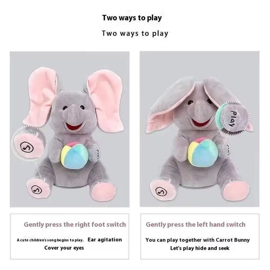 Hide-and-seek Elephant Plush Toy Elephant Toys Plush Singing Elephant With Ears Moving Interactive Toys Stuffed Animal Toy