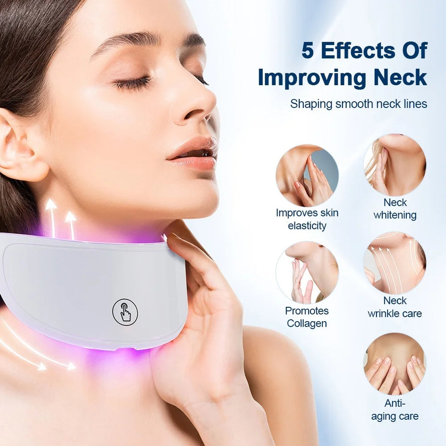 LED Neck Lift Mask | Photon Anti-Wrinkle Skin Tightening | Red & Blue Light Therapy