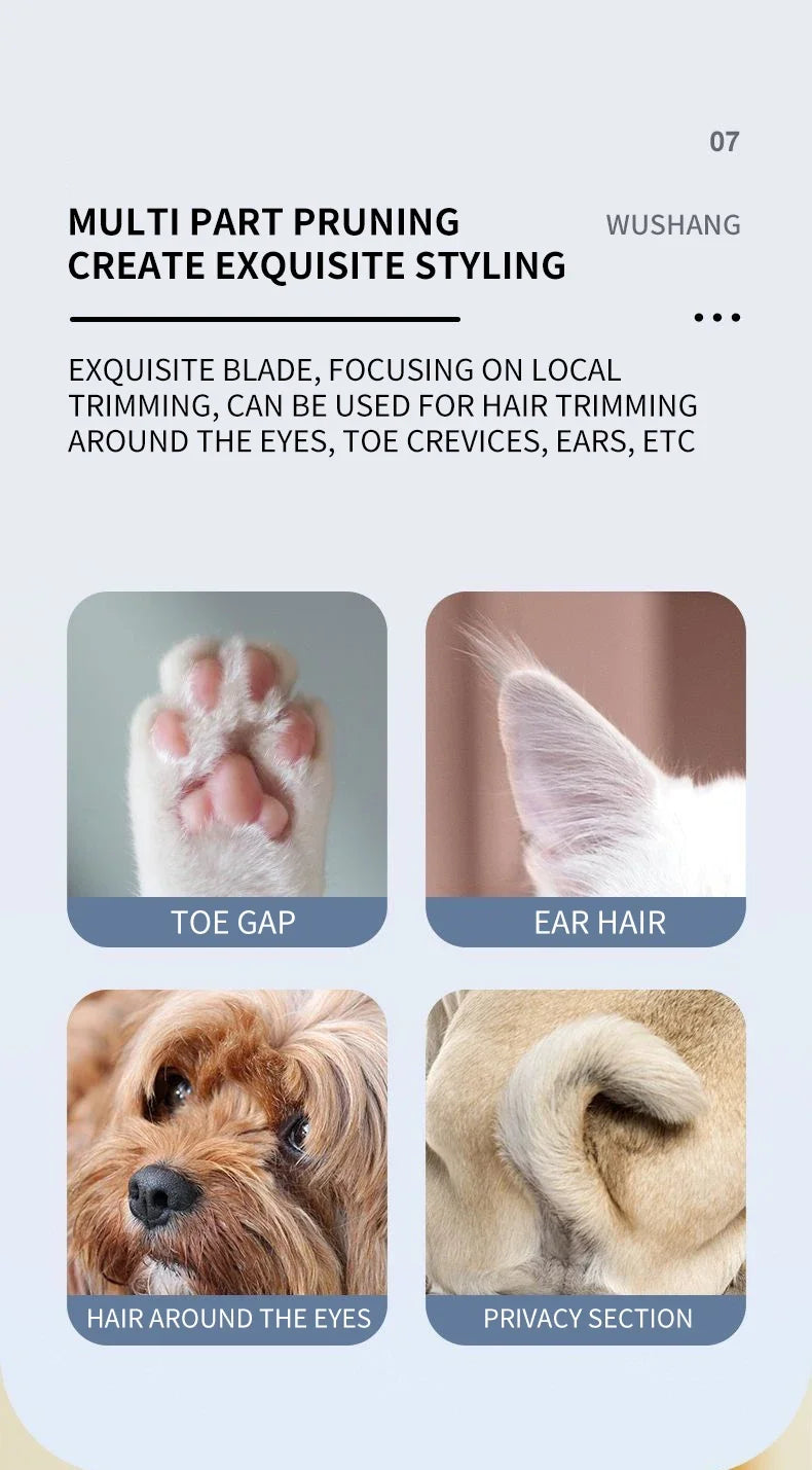 Pet Electric Grooming Trimmer | LED Light | Waterproof | Low Noise | Face, Paw, Ear & Hip | Dogs & Cats