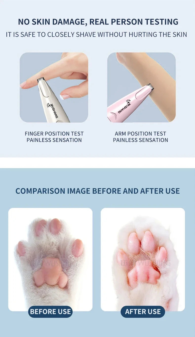 Pet Electric Grooming Trimmer | LED Light | Waterproof | Low Noise | Face, Paw, Ear & Hip | Dogs & Cats