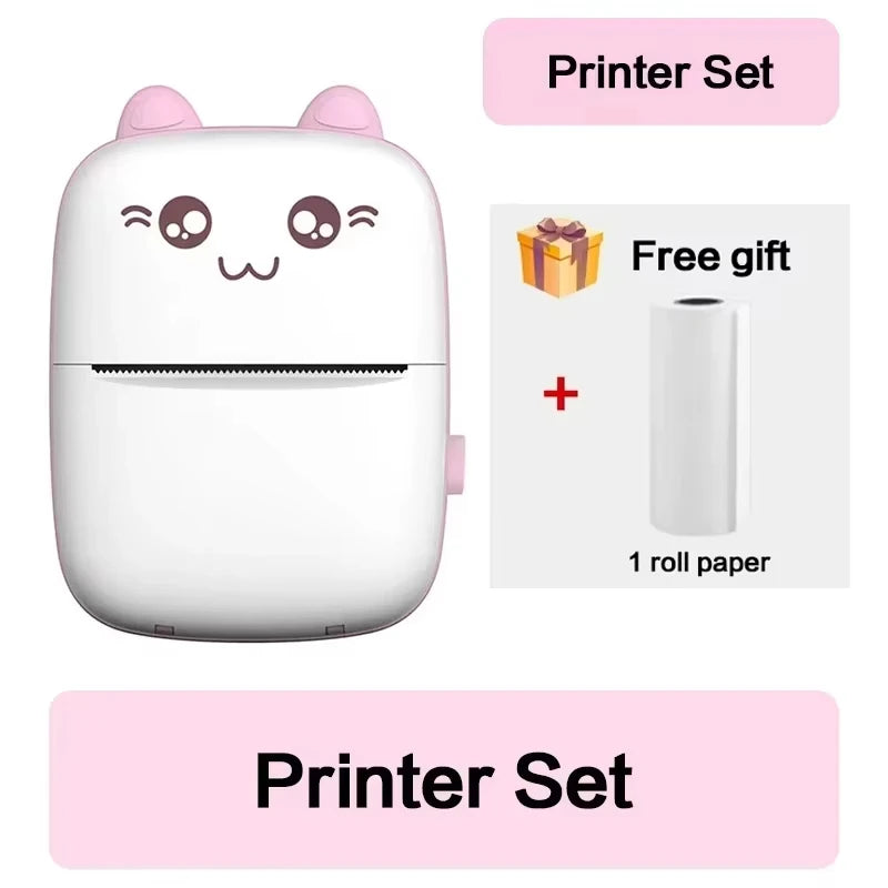 58mm Mini Portable Thermal Printer | Wireless Bluetooth | Photos, Labels & QR Codes | 200DPI | Pink & Blue