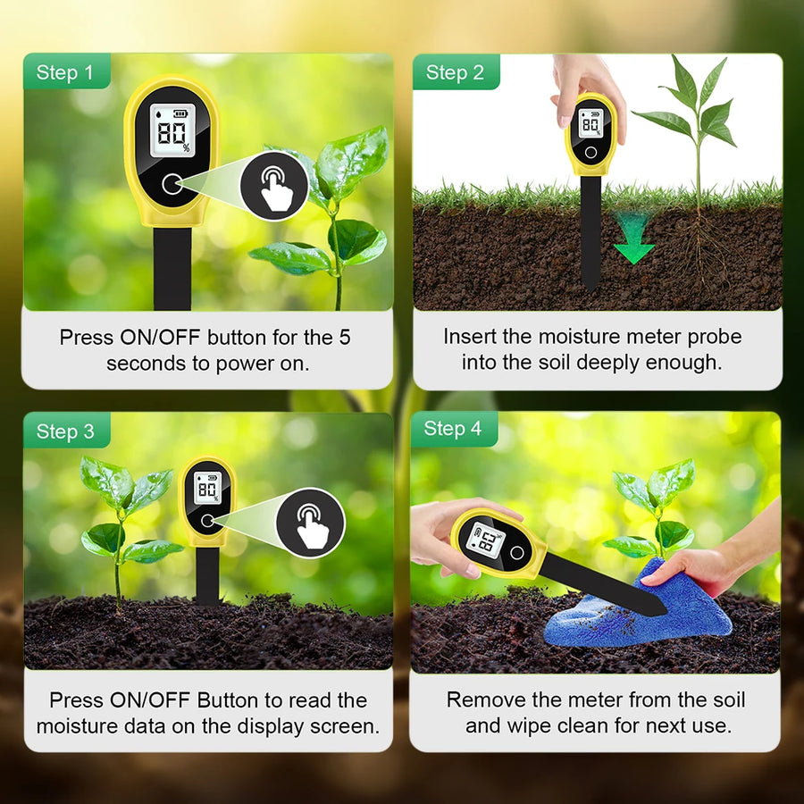 Soil Moisture Sensor Monitor Plants Moist Testing Tool Soil Hygrometer Plant Detector Garden Care Planting Humidity Meter