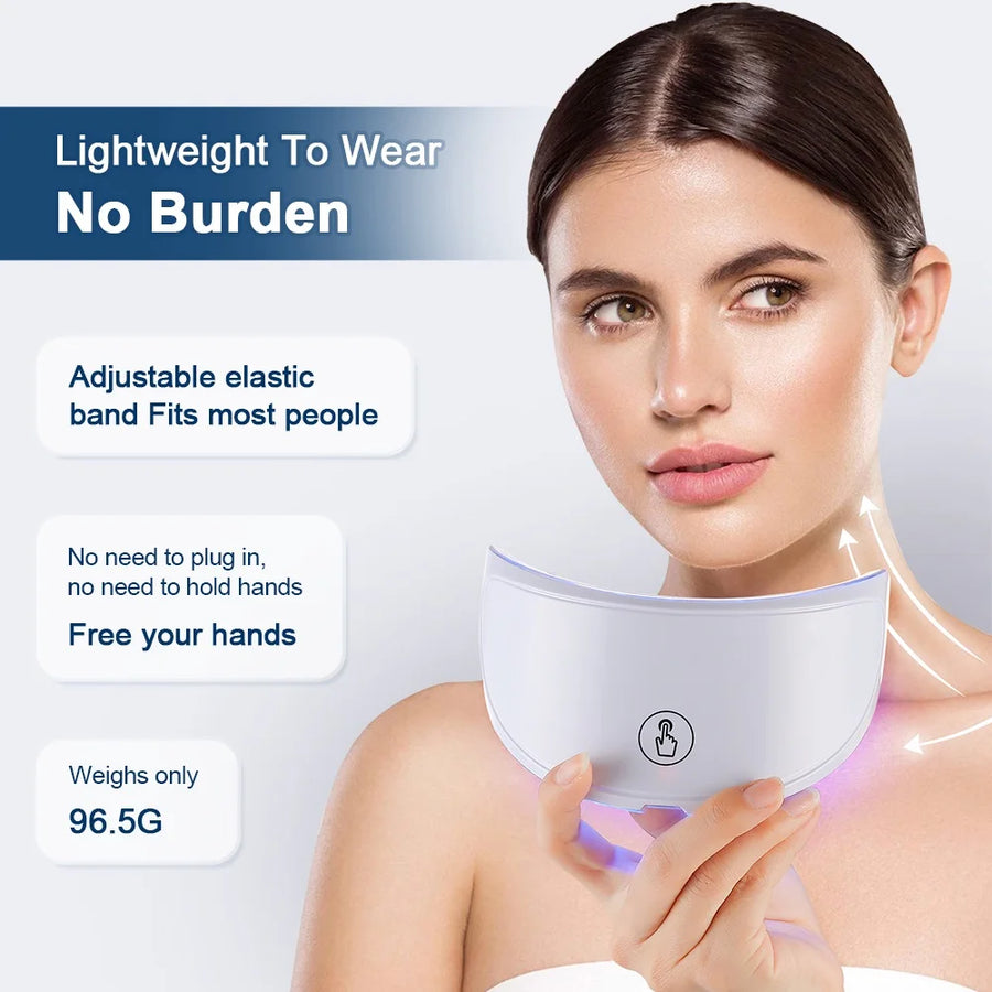 LED Neck Lift Mask | Photon Anti-Wrinkle Skin Tightening | Red & Blue Light Therapy