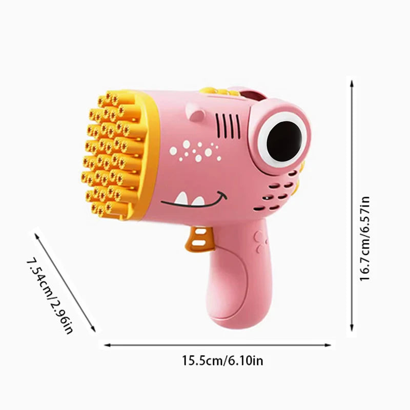 40-Hole Dinosaur Bubble Machine | Electric Handheld Bubble Blaster | Kids Toy