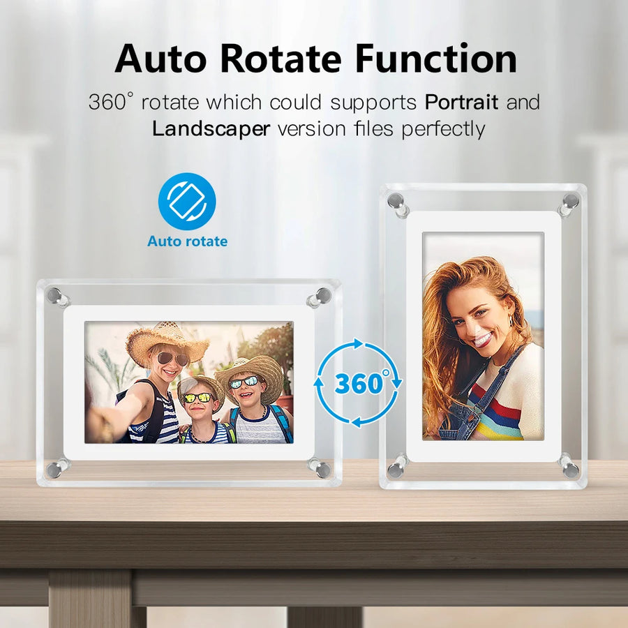 Acrylic Digital Photo Frame 5 Inch 1200mAh Vertical Display IPS Screen 4G Memory Battery Porta Retrato Digital Picture Frame