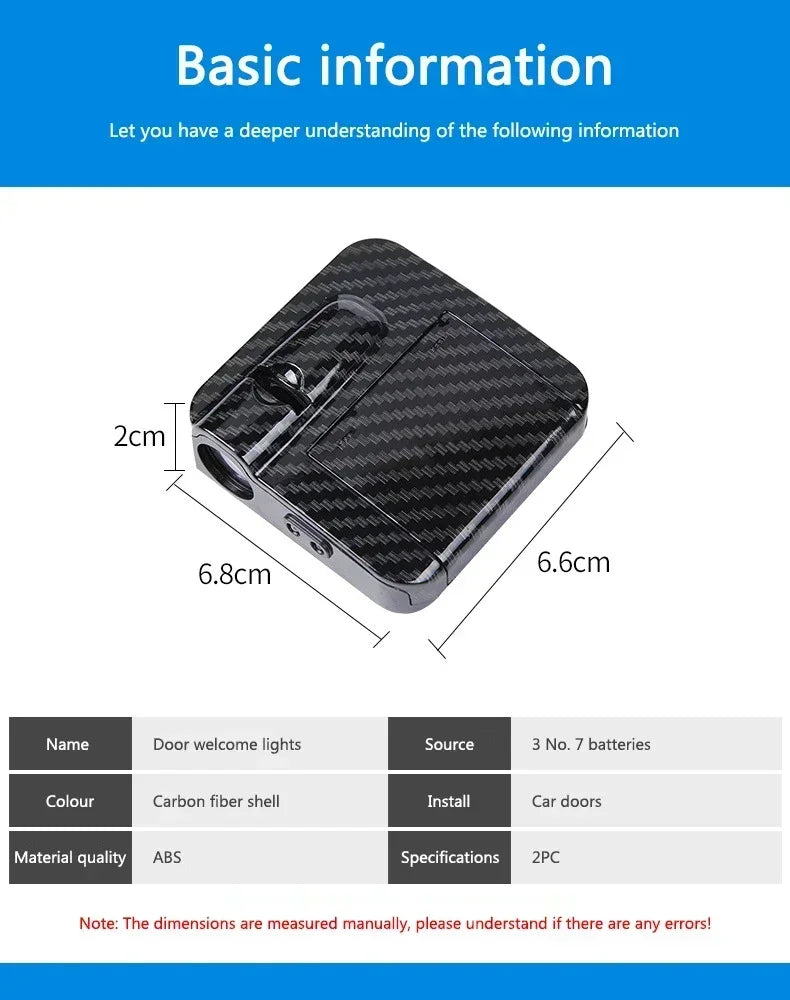 Wireless HD Laser Car Door Projector - 2/4pcs, Auto Accessory, No Wiring Required, Battery-Powered, for Easy Night Entry