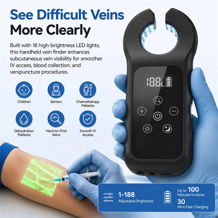 Medical Vein Detector LED Infrared Vein Scanner Handheld Blood Vessel Locator Adjustable Vein Finder for IV Injection