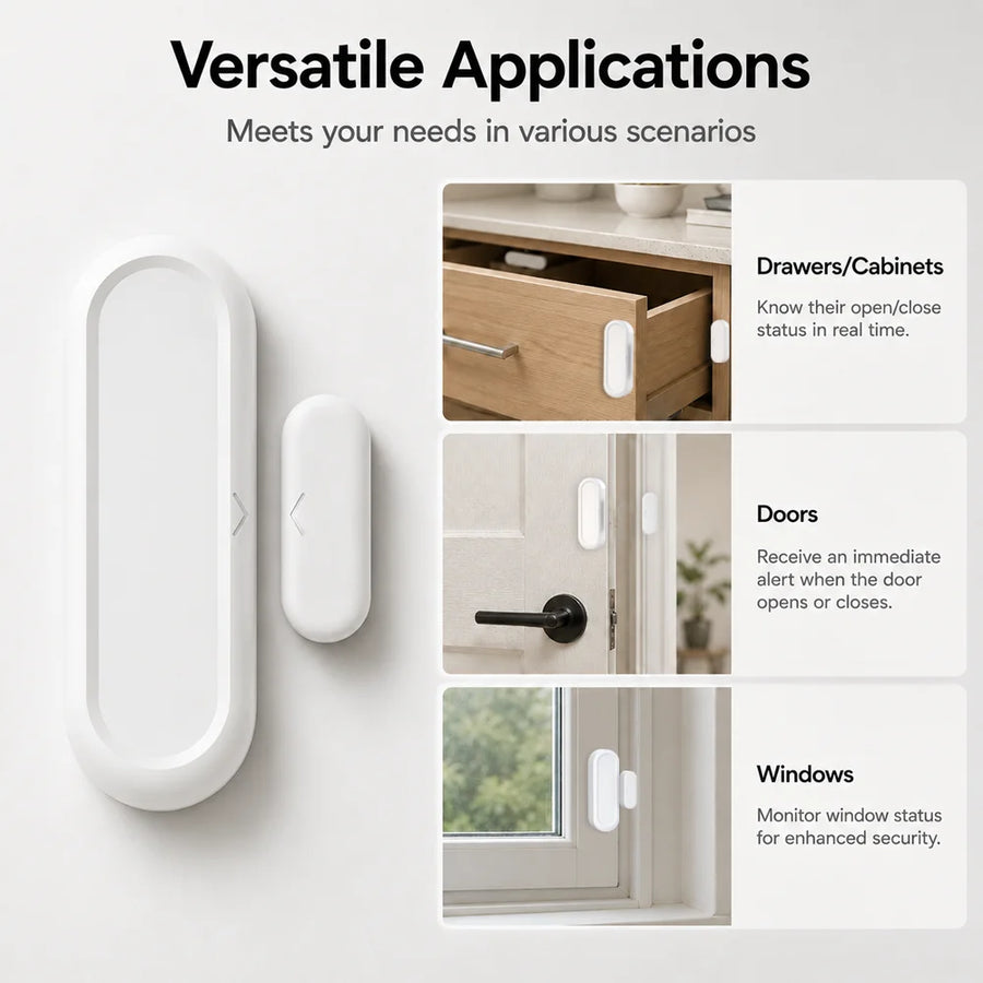 Tuya WiFi Door Window Magnetic Sensor Wireless Connection Smart Home Protection Door Detectors Automation