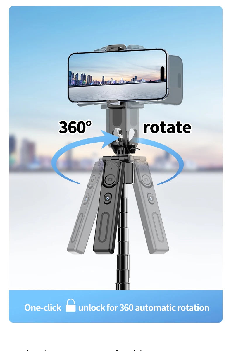 Foldable AI Tracking Gimbal | 360° Auto Rotation Selfie Stick Tripod | For Vlogging