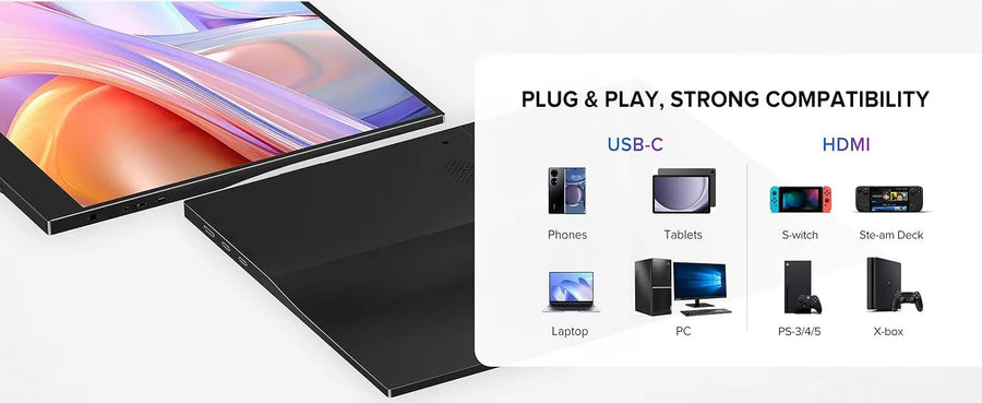 15.6-Inch Portable Monitor | HD 1366x768 | For Laptop, Xbox, PS4/5 & Switch