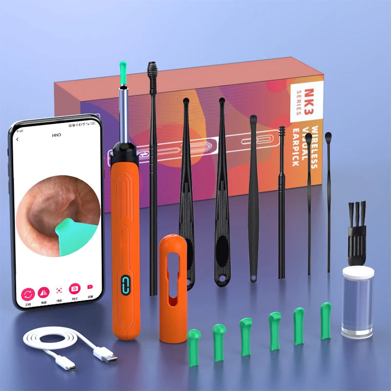 Visual Ear Cleaner Camera | 1296P HD WiFi Otoscope | Safe Ear Wax Removal Tool