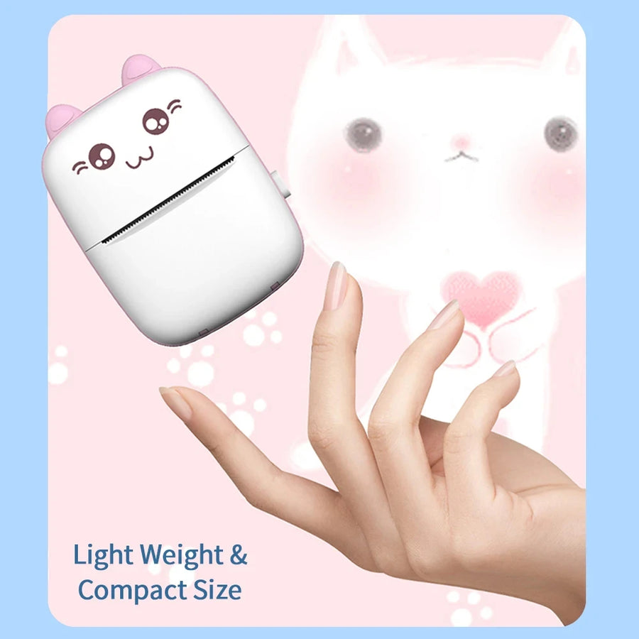 58mm Mini Portable Thermal Printer | Wireless Bluetooth | Photos, Labels & QR Codes | 200DPI | Pink & Blue